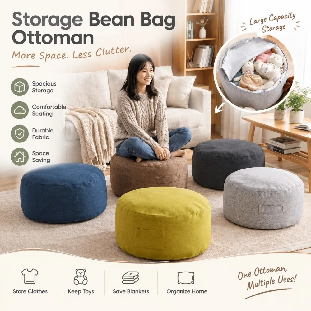 Large Capacity Round Seat Cushion Cover Large Opening Multi Color Unstuffed Cushion Cover Polyester Fiber Sofa Stool Cover
