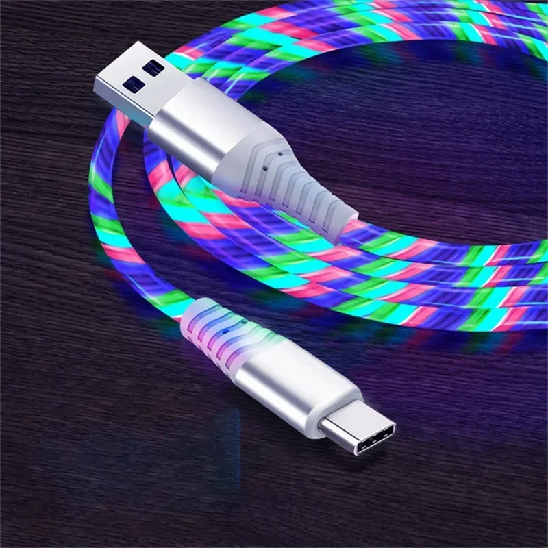 

5A Fast Luminous USB Type C Cable Charging Data Cord for Samsung Xiaomi OPPO Huawei IPhone Charger Micro USB Wire LED Cable