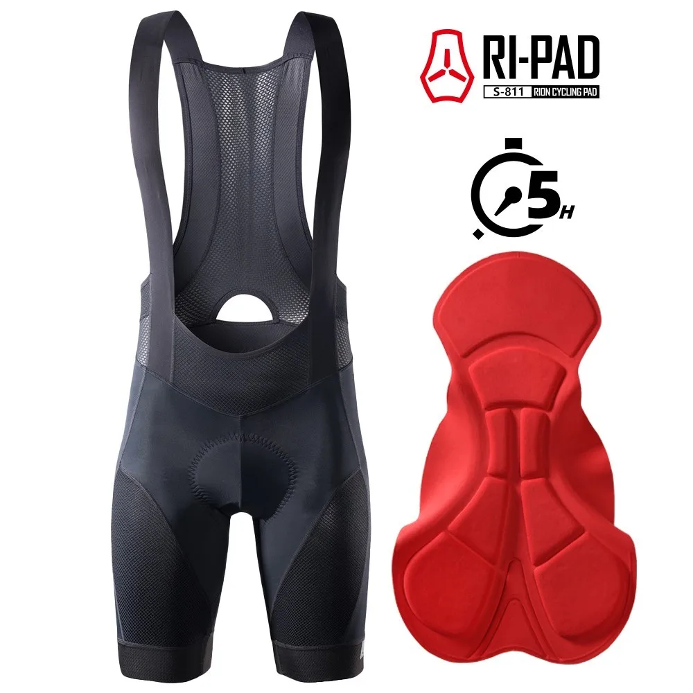 RION Fietsbroek Mannen Ciclismo Masculina Bib Shorts Elastische Interface Kussen Lange Afstand MTB Gewatteerde Shorts Panty Slim Fit