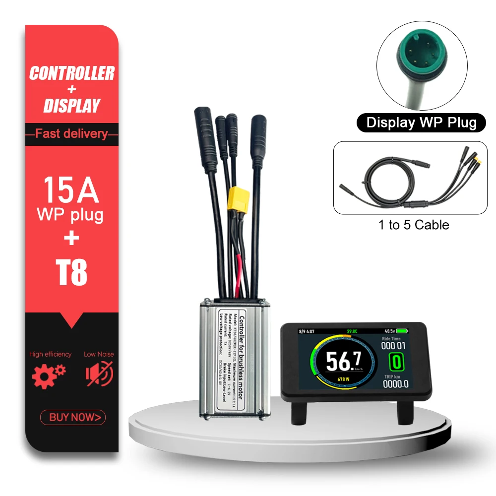 Elektrische Fiets KT Controller 36V 48V 17A-30A Waterdichte Stekker met Licht Functie LCD Display 250W-1000W Motor
