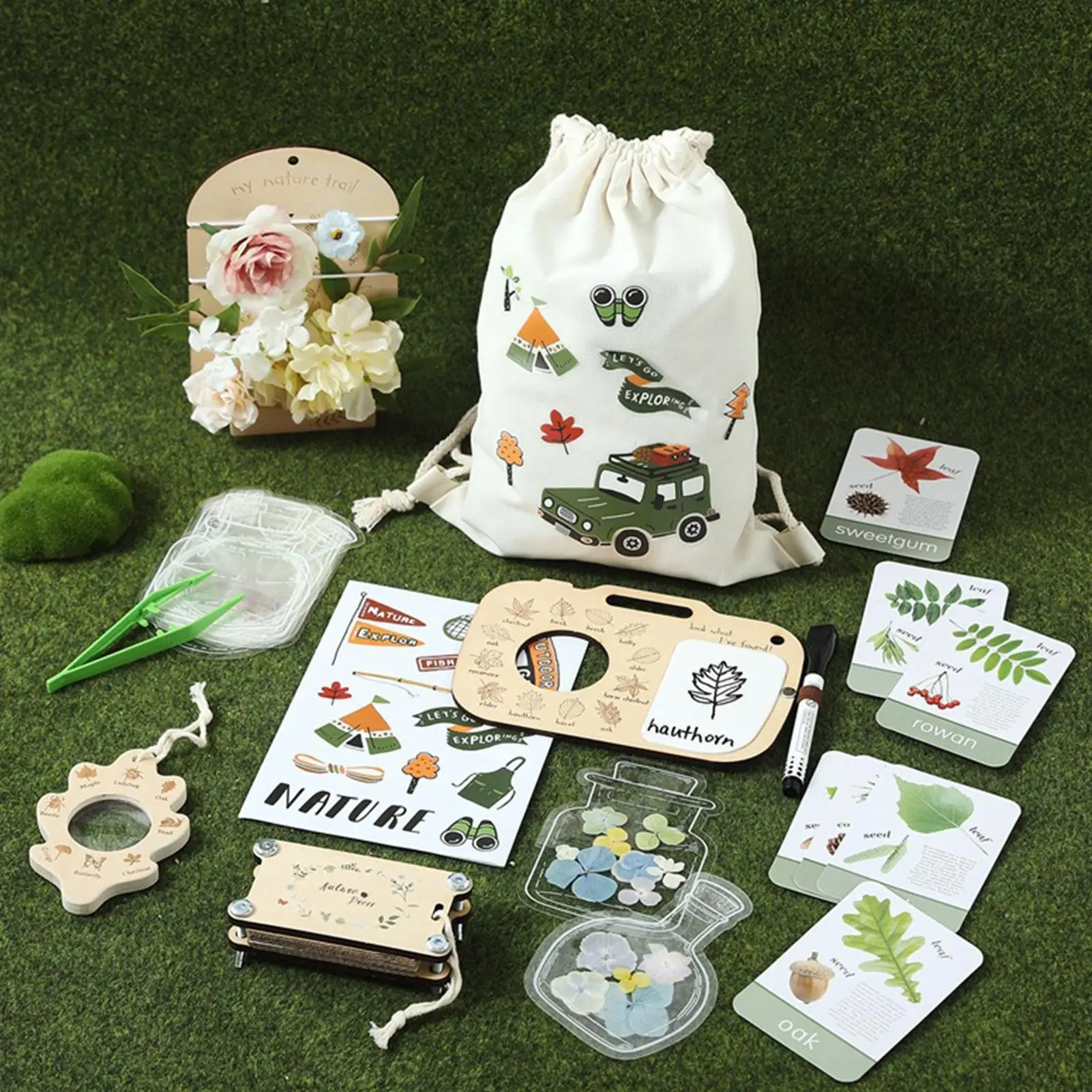 Kids Adventure Kit with Plant Microscope Outdoor Exploration Gear Nature Study Toy for Children Garden Camping Birthday Gift