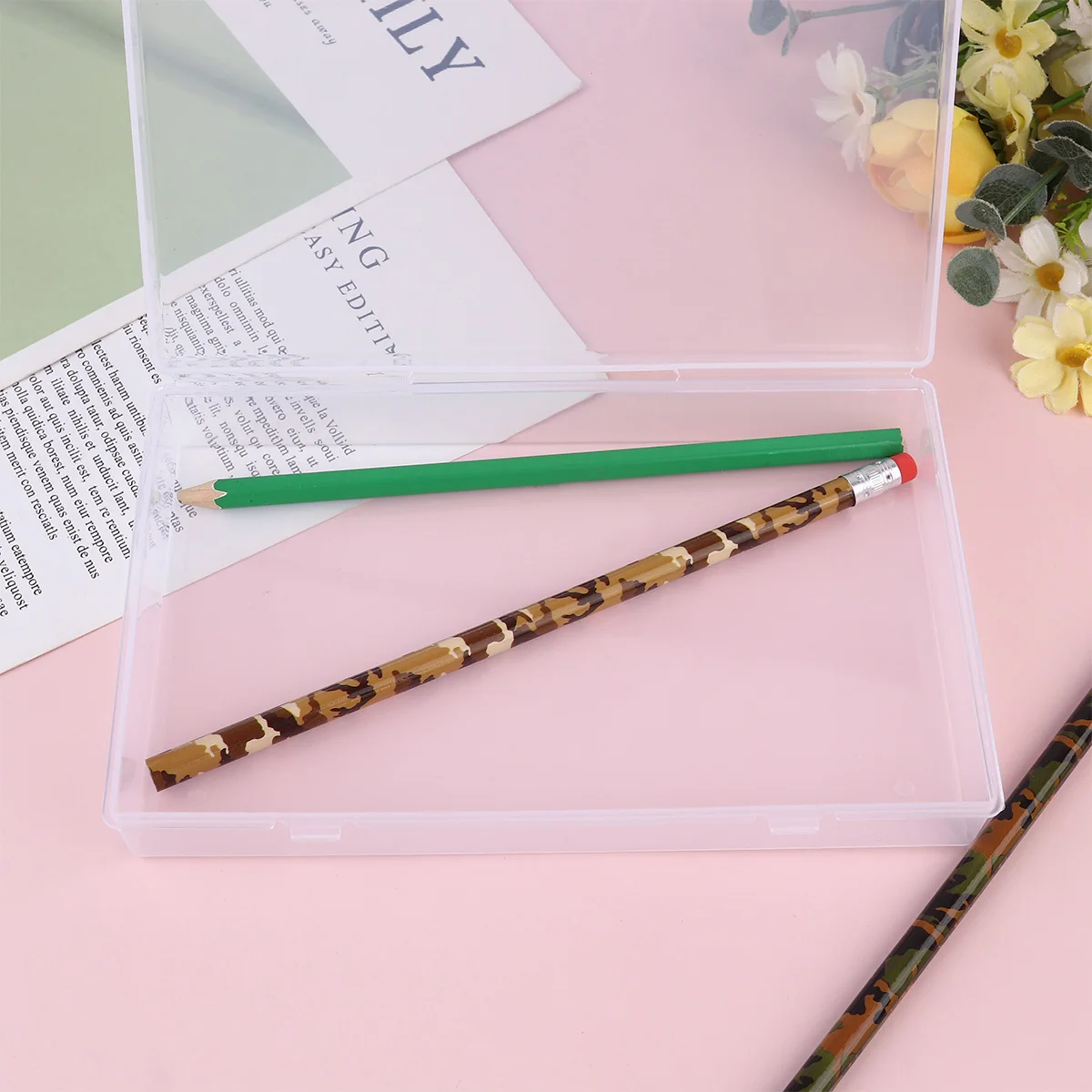 

4Pcs Stationery Storage Box Transparent Lightweight Pencil Case Large Capacity Pen Organizer Practical School Supplies