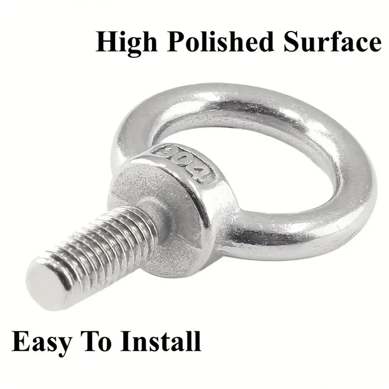 10/1x الثقيلة الموضوع مسمار بعروة 304 الفولاذ المقاوم للصدأ البحرية رفع العين مسامير حلقة حلقة ثقب ل كابل حبل ييبولت M4 M5 M6 M8