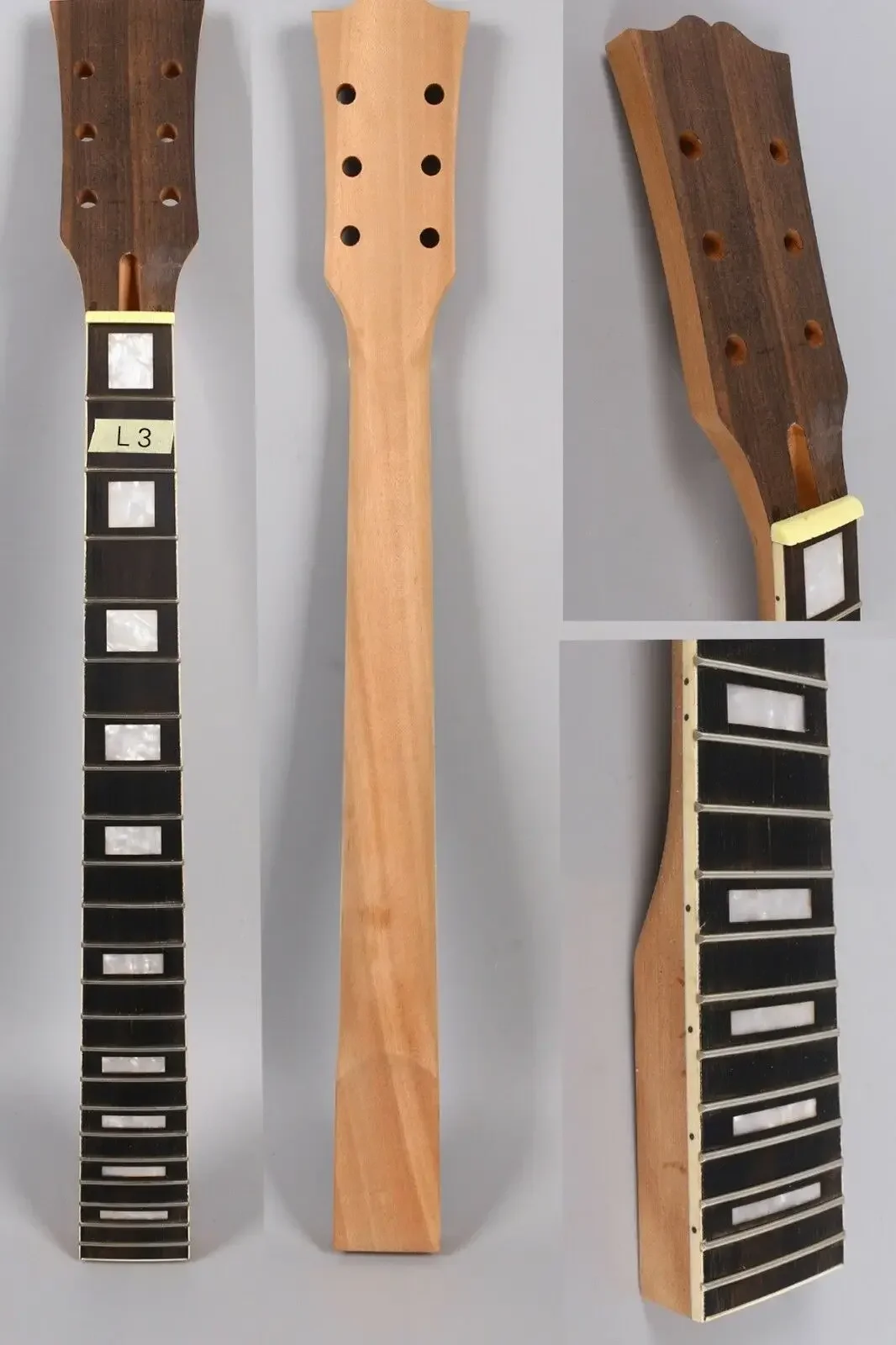 

Unfinished Guitar Neck 22 Fret 24.75 Inch Ebony Fretboard Block Inlay Bolt on Heel with Binding DIY Truss Rod Adjust At Head