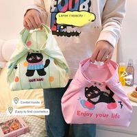 Portable Cat Cute Thermal Lunch Bag Large Capacity Waterproof Insulation Handbag Zipper Lightweight Cosmetic Bag Travel