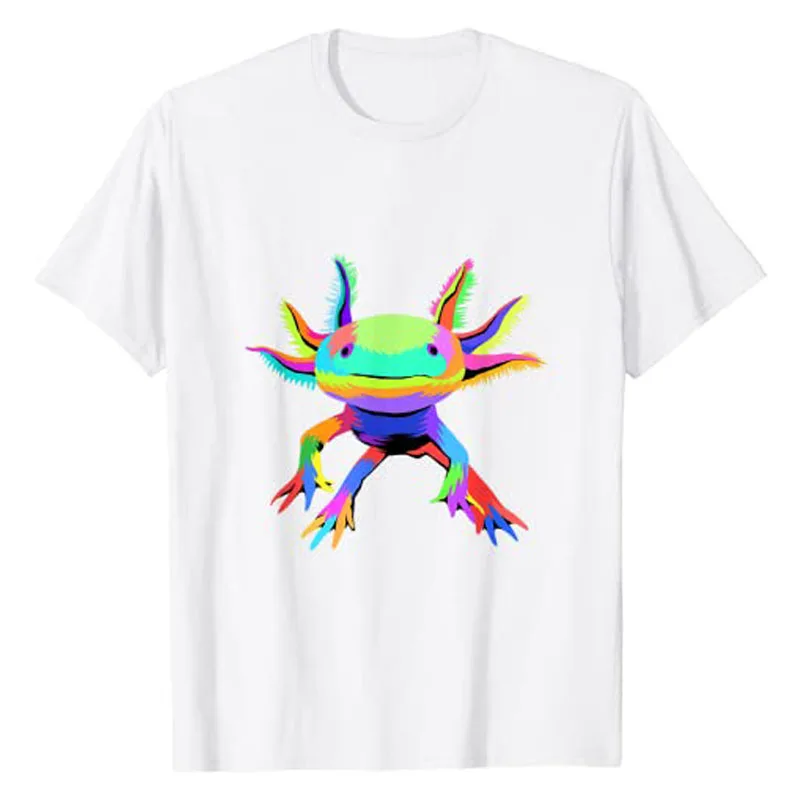 Pop Cute Art Axolotl T-Shirt Graphic Tee Cartoon Apparel Animal Lover Aesthetic Clothes Short Sleeve Blouses Gift for Boys Girls