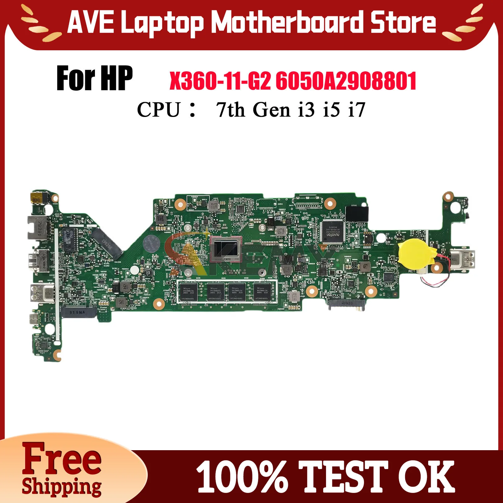 

6050A2908801 для ноутбука HP ProBook X360 11 G2 EE, материнская плата 932688-601 932687-601 с процессором M3-7Y30 i5-7Y54, 4 ГБ/8 ГБ ОЗУ