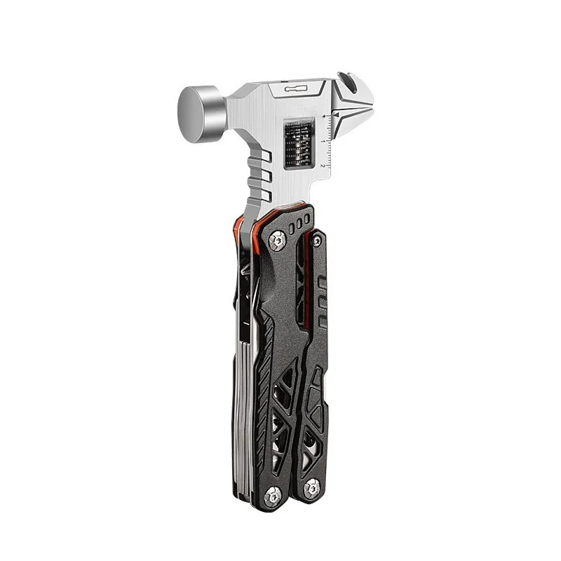 Multifunctional round head stainless steel folding hammer pliers combination all-in-one tool hammer outdoor camping