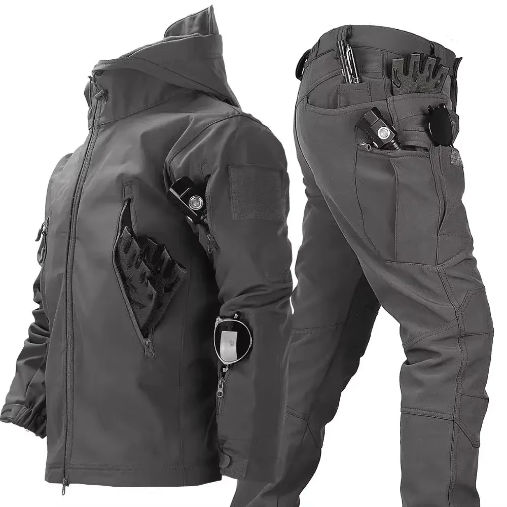 

New Shark Skin Soft Shell Autumn and Winter Plush Thickened Mountaineering Tactics Training Breathable Waterproof Charge Suit