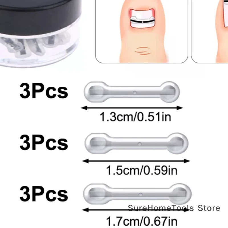 12個のチタン合金陥入爪治療キット - ペディキュアケア用の4つのマルチサイズ湾曲爪矯正ツール