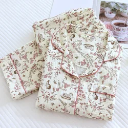 Pijama de algodón con estampado Floral para mujer, ropa de dormir para el hogar, regalo