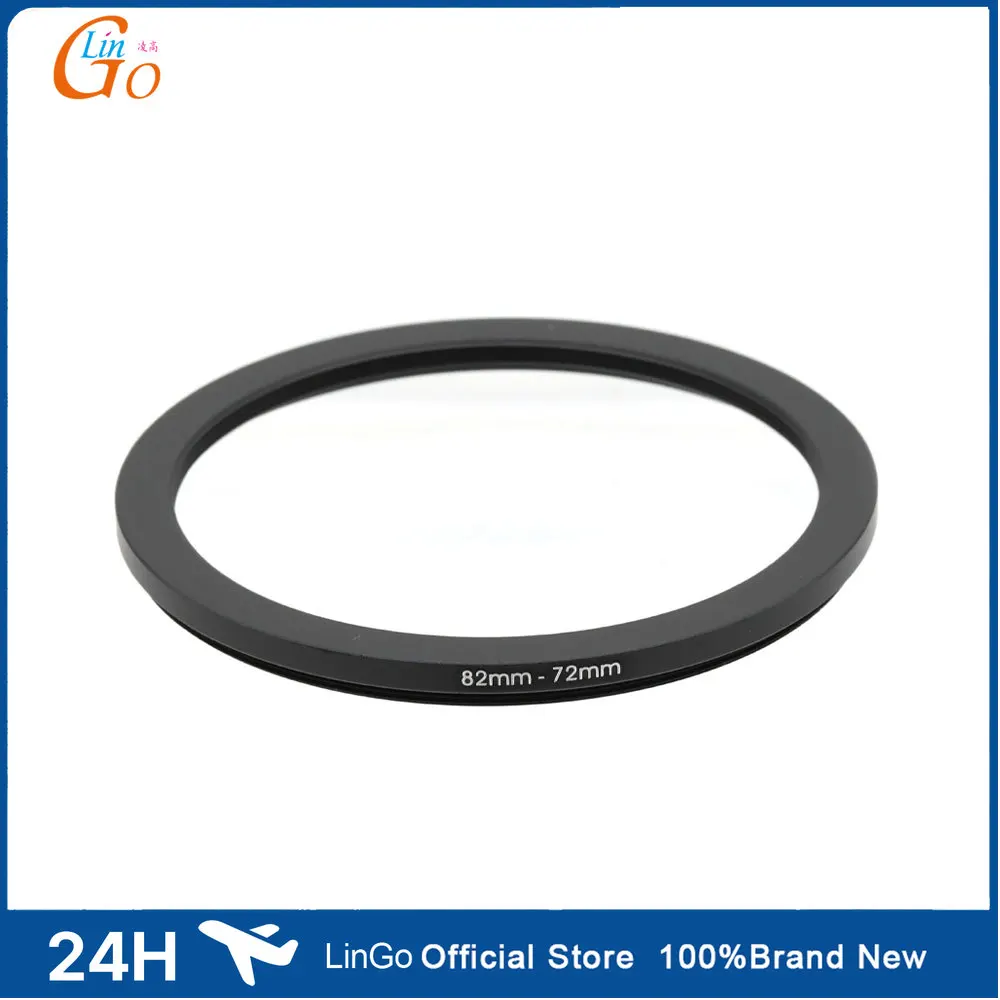 LinGo 82mm - 72mm Filter Adapter Ring Step Down Ring outer 82mm to inner 72mm Metal Black,Camera Lens Adapter Ring