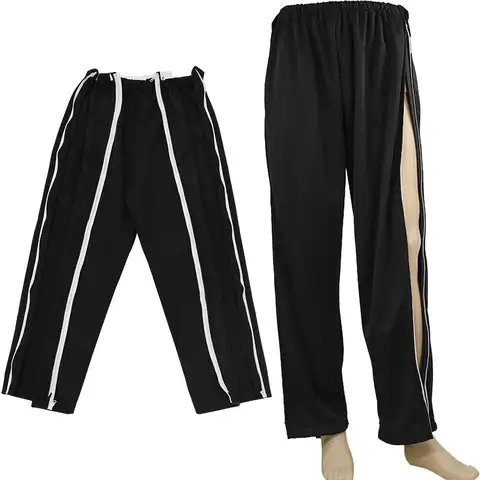 Adult Unisex Convenient Tear Away Pants with Side Zippers And Soft Elastic Waist for Hospital Home Care And Disabled Users