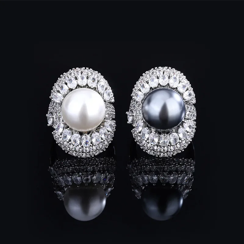 

Jewelry S925 silver plated 18K gold new model inlaid mother-of-pearl with diamonds and diamonds temperament women's ring 14mm