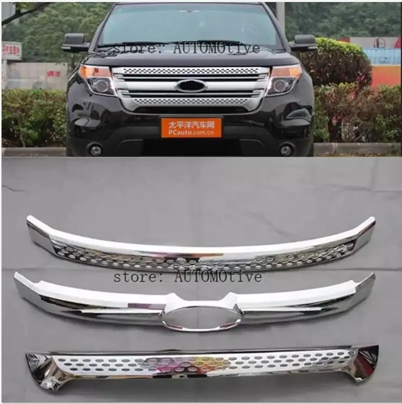 BLACK Chrome Front Centre Grill Grille Cover Trim 1pcs For Ford  Explorer 2011 2012 2013 2014 2015