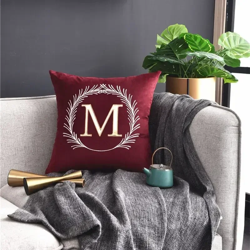 Light Luxury Soft Skin-friendly Embroidered Pillowcase Living Room Bedroom Station Wagon Sofa High-end Decorative Cushion Cover