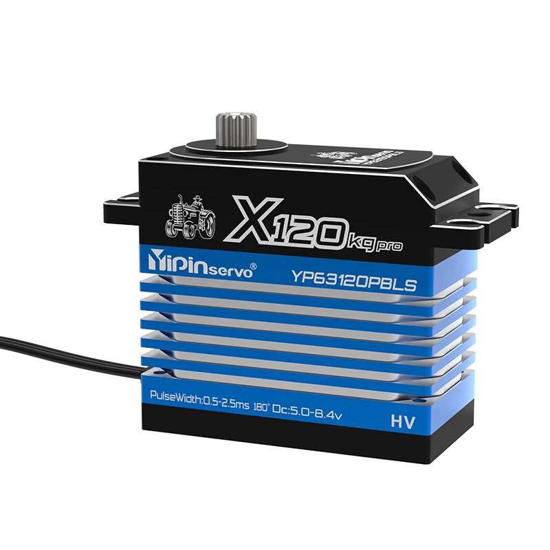 YIPIN 120KG Large Torque High Voltage CNC Aluminium Shell Metal Gear Brushless Waterproof 1/6 Scale Giant Servo for Large Models