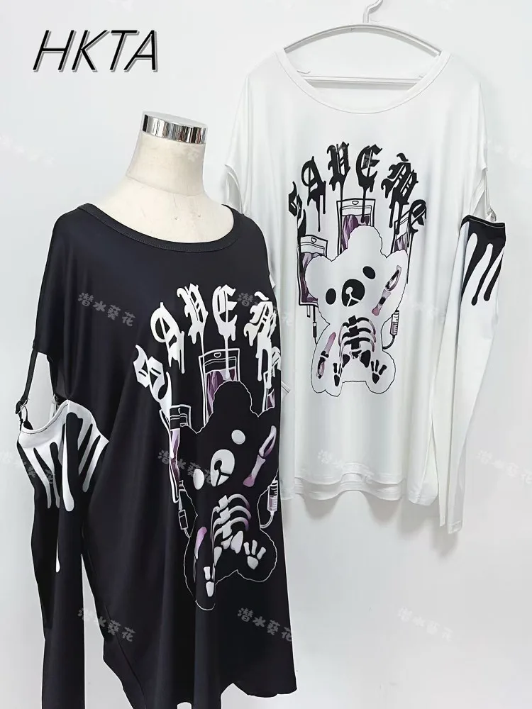 Original Long Sleeve T-Shirt 2025 New Summer Cute Cartoon Printed Mine Subculture Two Dimensional Loose White TShirt Y2k Top