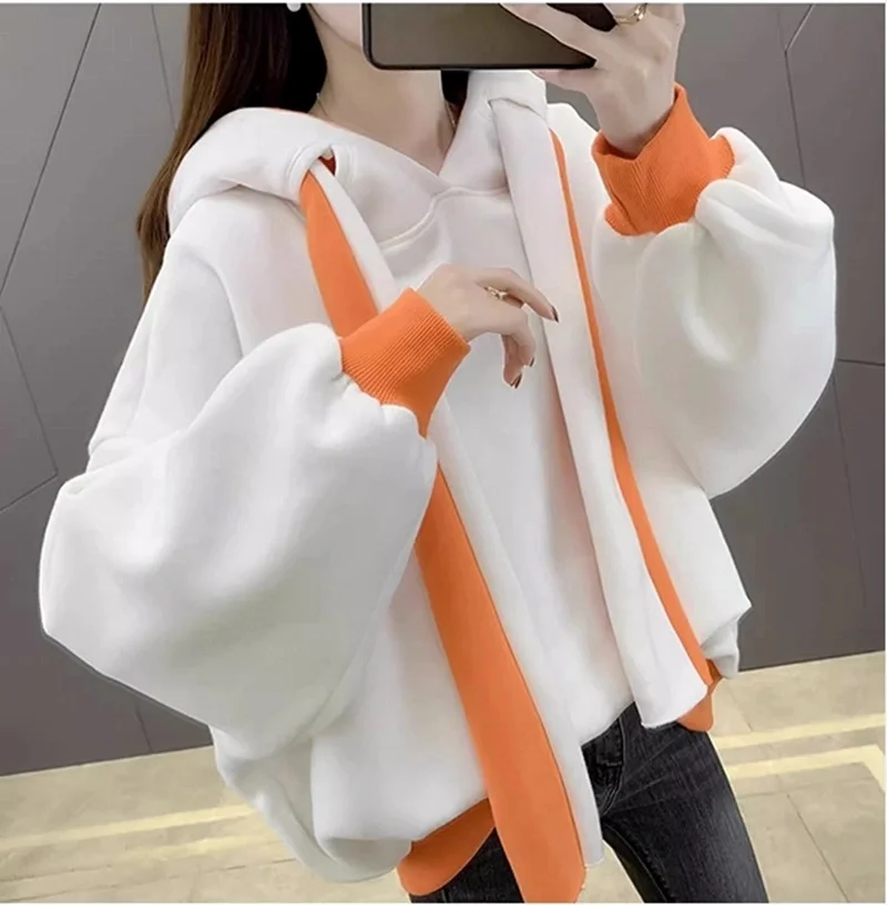 

Plush And Thick Hoodie For Women 2024 New Popular Autumn And Winter Large Women's Loose Fat MM Top Coat Trendy