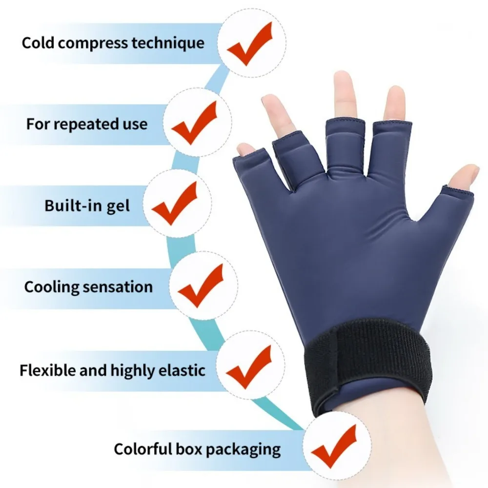 

Новый 360° ° Охлаждающие твердые гелевые перчатки Ice Pack, горячий и холодный компресс, регулируемый бандаж на запястье, перчатки Ice Pack для рук