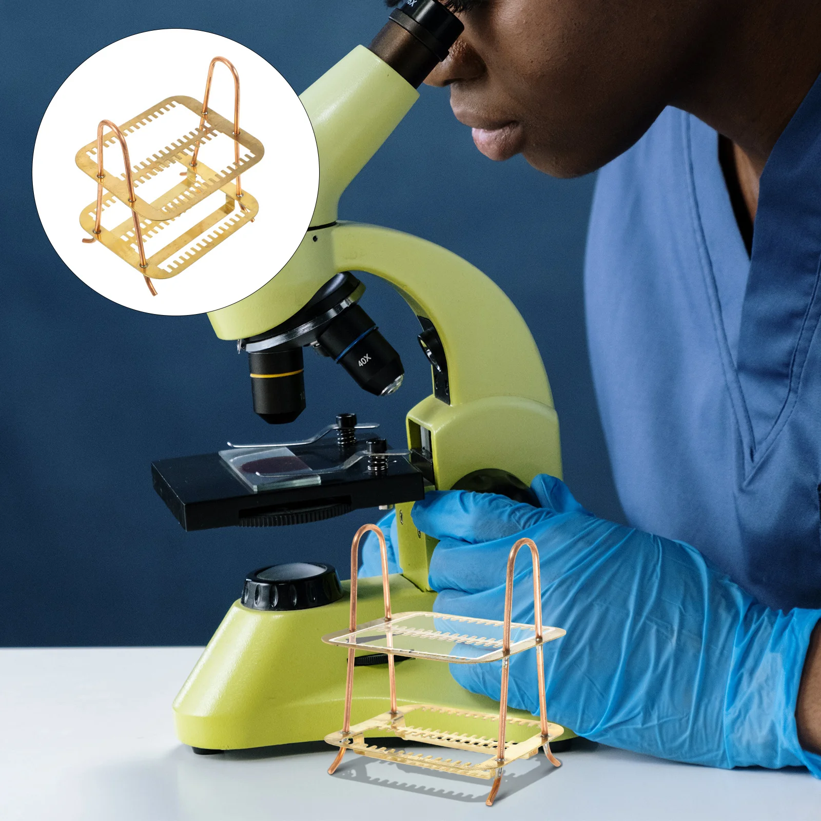 

Microscope Slides Staining Rack Metal Sturdy Practical Laboratory Storage Holder for Experiments Research School Use