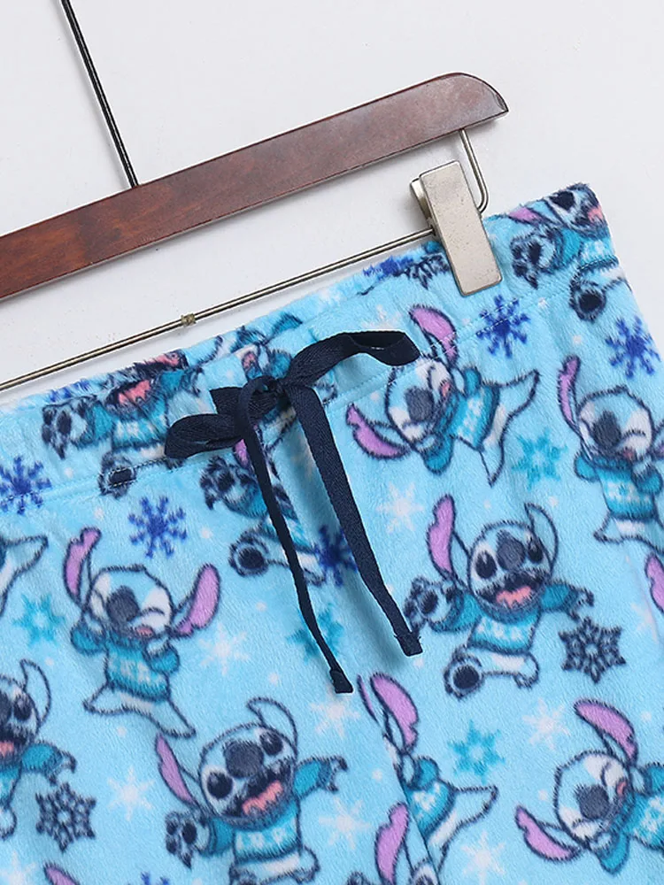 Disney Cartoon Stitch Sweatpants Women Sports Casual Home Long Pants Warm Flannel Sleepwear Sleep Pants Pajama Bottoms Trousers