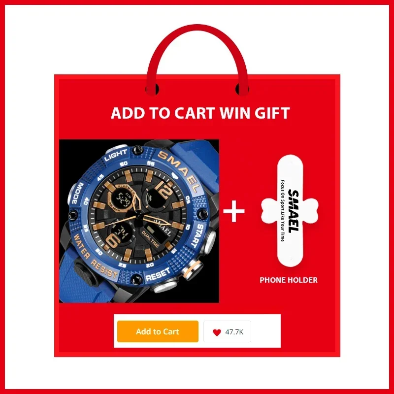 SMAEL Sport Watches Waterproof 50M  Luxury Watch Alarm Clock For Male Digital  Men's Watch Wristwatch Military Army 8039