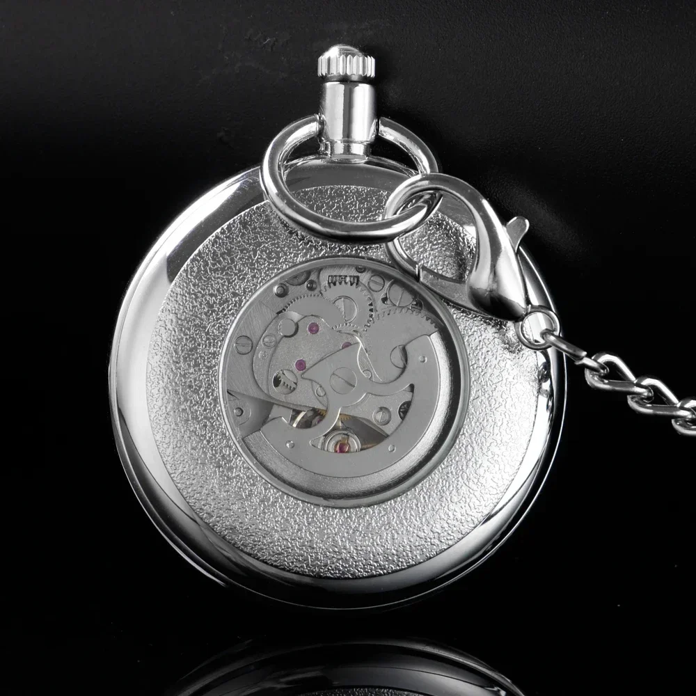 Fashion New Design Elegant Mechanical Pocket Watch Men Women Stainless Steel Handwinding Pocket Clock FOB Chain Gift