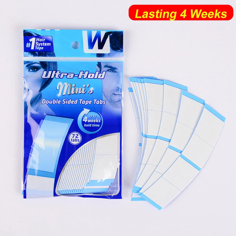 72 Tabs blau Ultra Hold Tape Lace Front Tape doppelseitiges Klebeband für Toupet Perücken kleber 4 Wochen haltbar