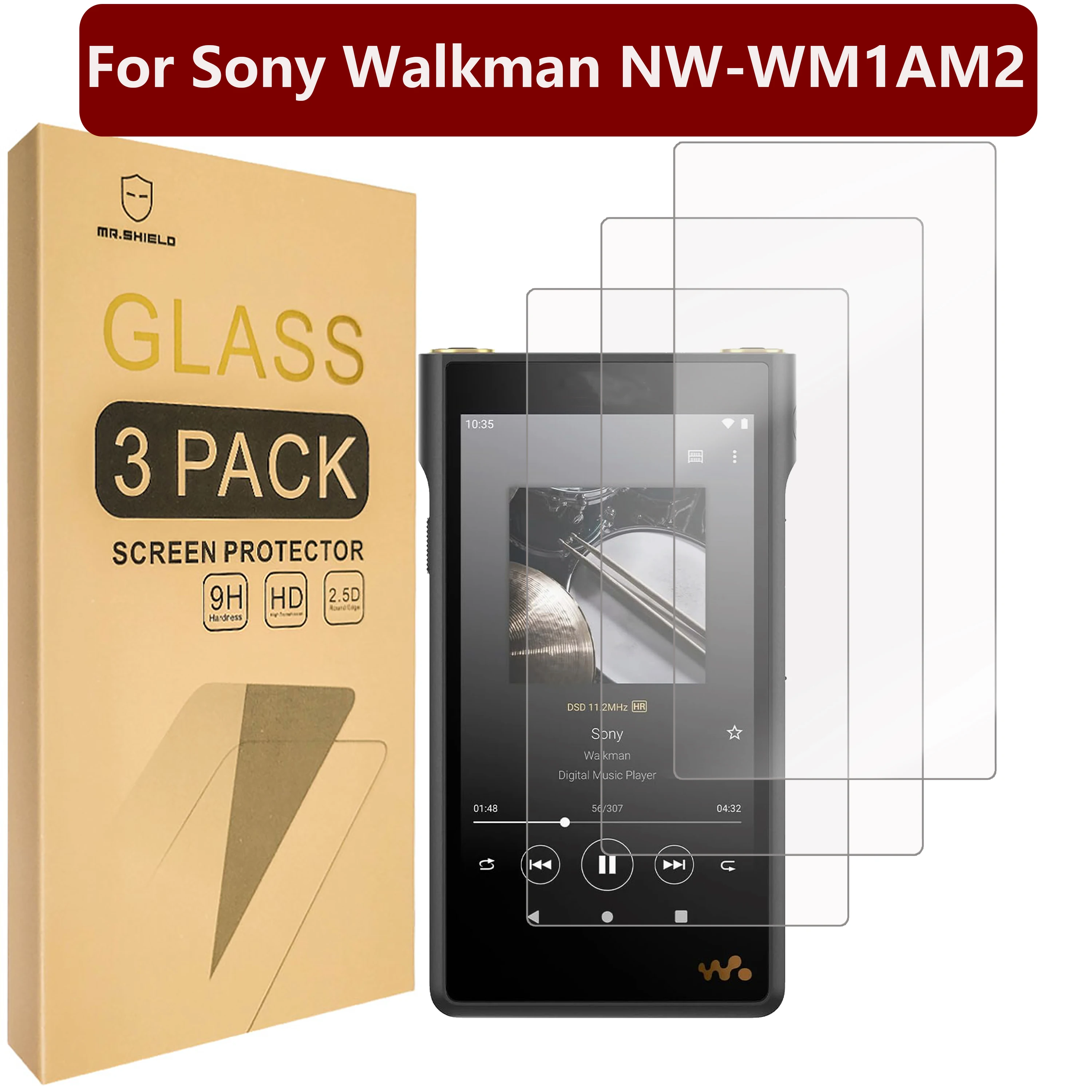 

Mr.Shield [3-Pack] Защитная пленка для экрана, совместимая с Sony Walkman NW-WM1AM2 [Закаленное стекло] [Японское стекло с твердостью 9H]