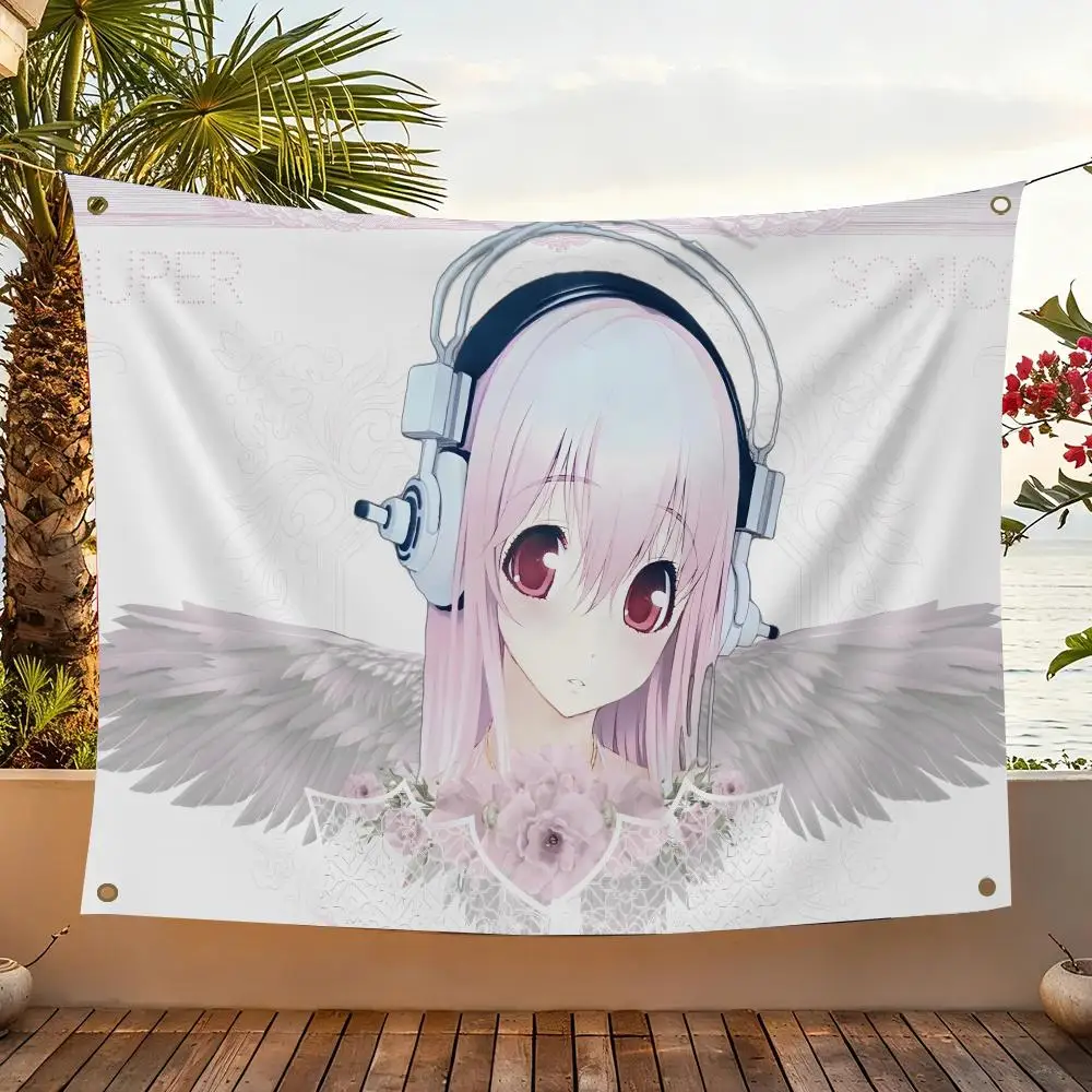 Character Super Sonico Flags Home Yard & Garden Decor Banner – Wandhängende Flagge für den Innen- und Außenbereich – Detail 7