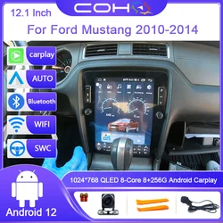 12.1 Inch For Ford Mustang 2010-2014 Android 12 Octa Core 8G+128G Car Multimedia Player Stereo Receiver Radio 4G WIFI GPS QLED