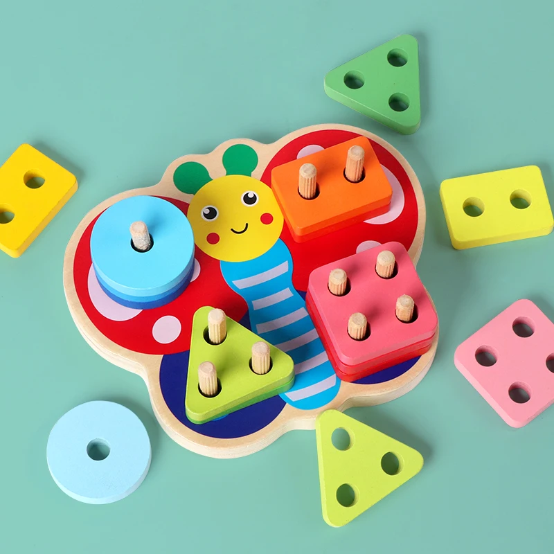 Montessori educação precoce forma correspondência cor forma cognitiva emparelhamento cognição do bebê crianças brinquedos de madeira presente do miúdo ﻿