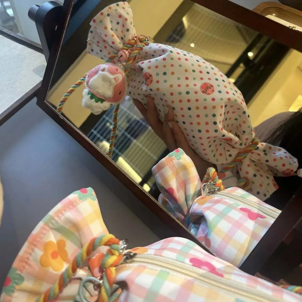 

Сумка через плечо Sweet Candy Design с цветком макарон, сумка через плечо в форме сахара, красочный ремешок в полоску, креативный комплект, карман