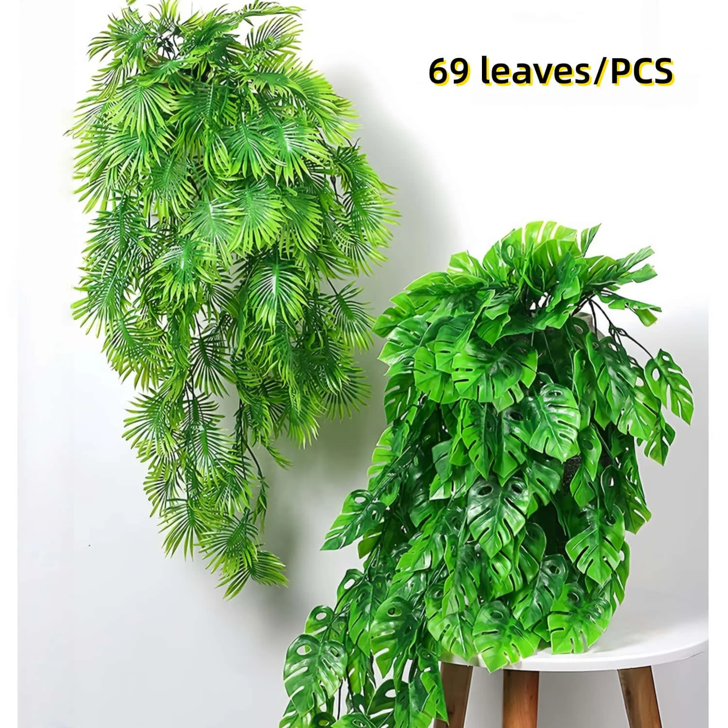 2개 UV 차단 변색 없는 인조 담쟁이덩굴 화초, 풍성한 줄기, 사실적인 인조 녹색 식물 - 사계절 야외 장식