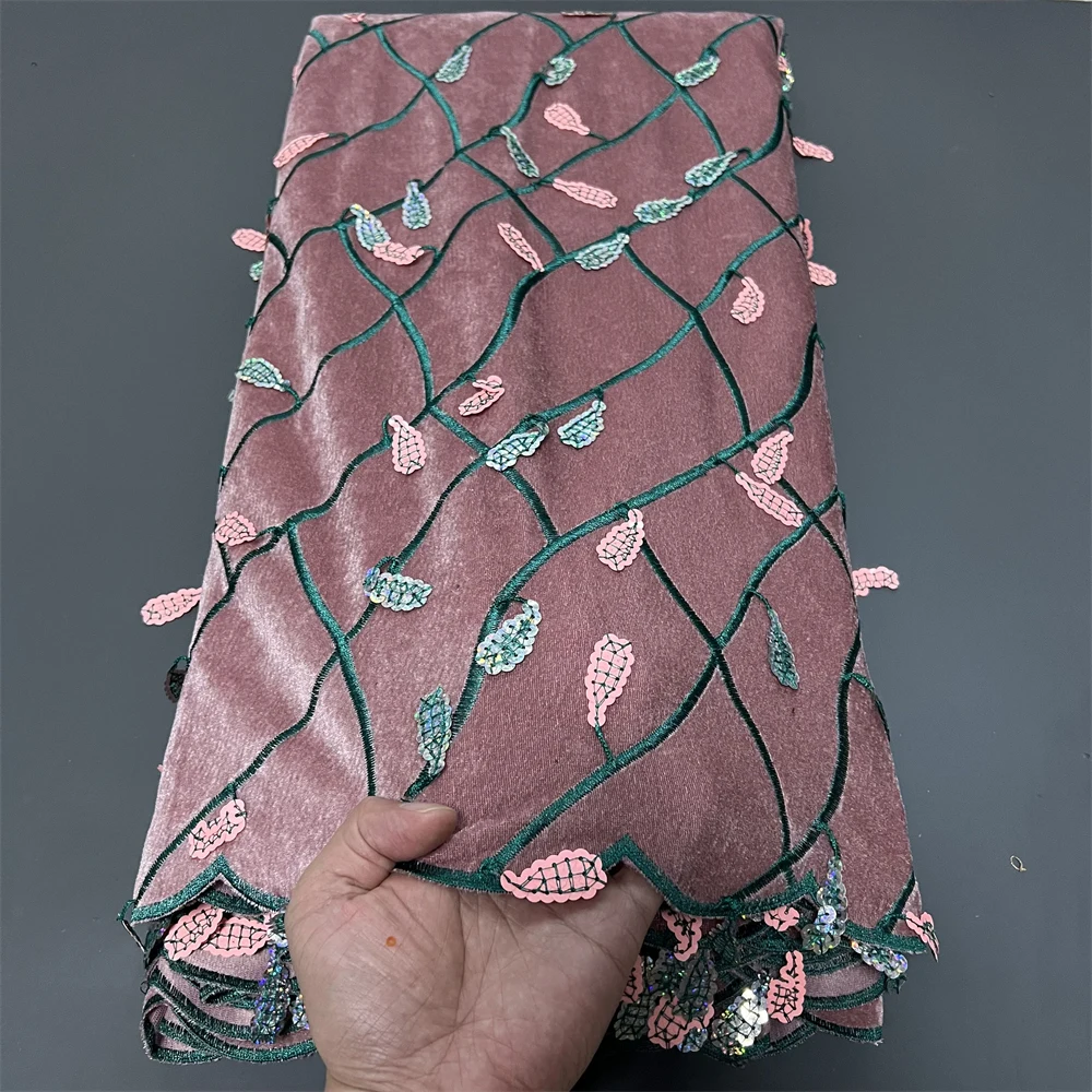 قماش دانتيل مخملي مطرز نيجيري أفريقي، للنساء، فستان زفاف، تول، أقمشة قطنية بالمتر، جودة عالية، 2025,5 ياردة