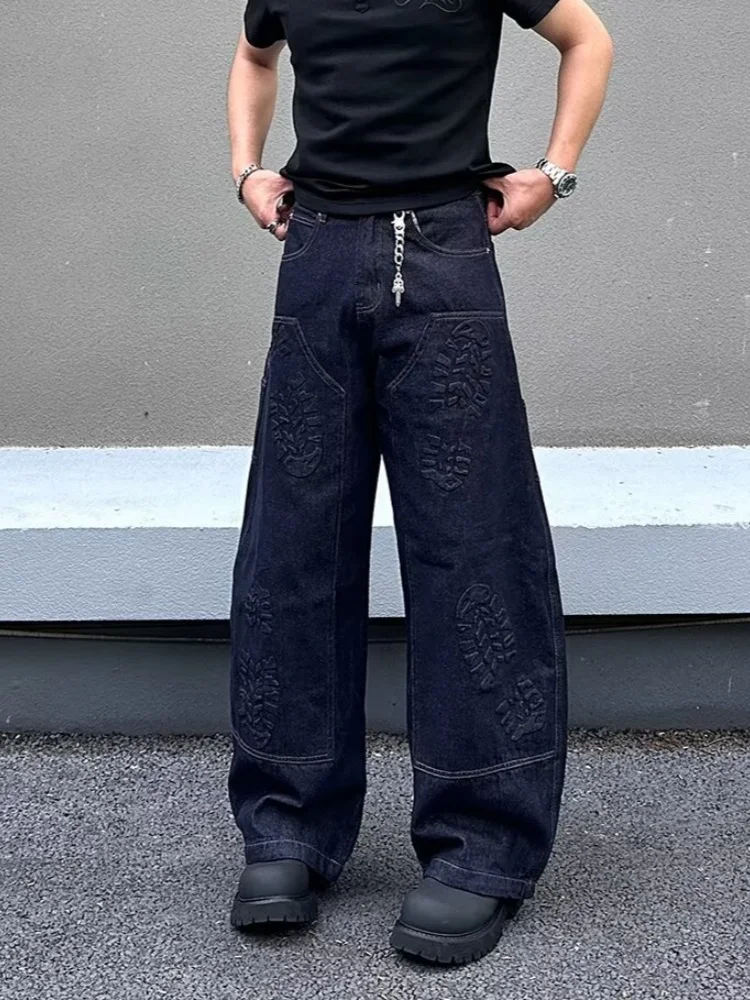 

Уличная одежда Cyber Y2K 2025 года, черные мешковатые джинсы с принтом, брюки для мужчин, одежда, прямые роскошные мужские длинные брюки Moda Hombre