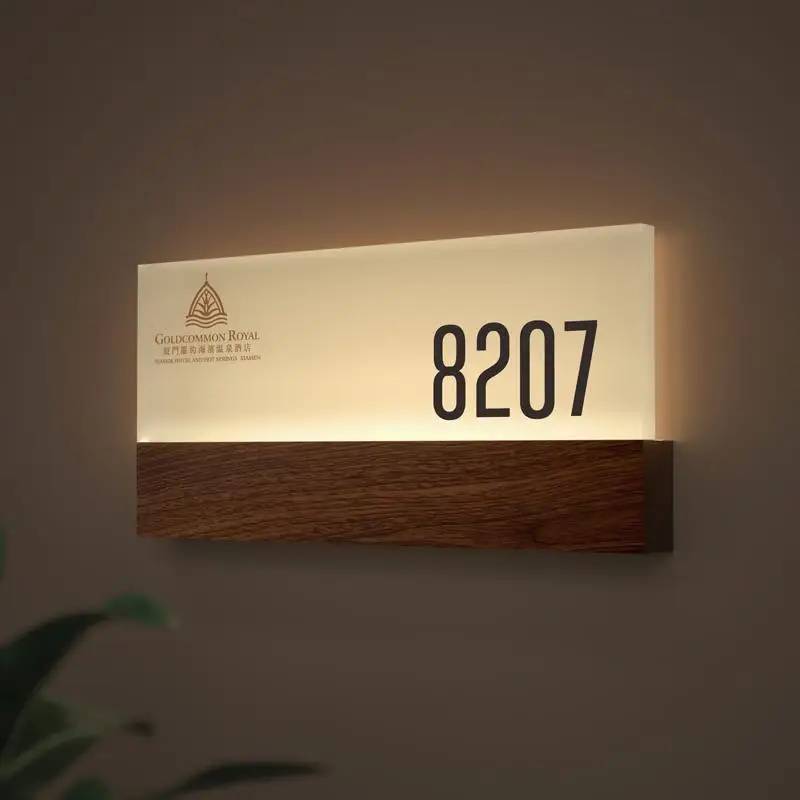 Customized Hotel Room Door Bell System With DND Electronic Doorplate apartment numbers led door sign hotel door number plates