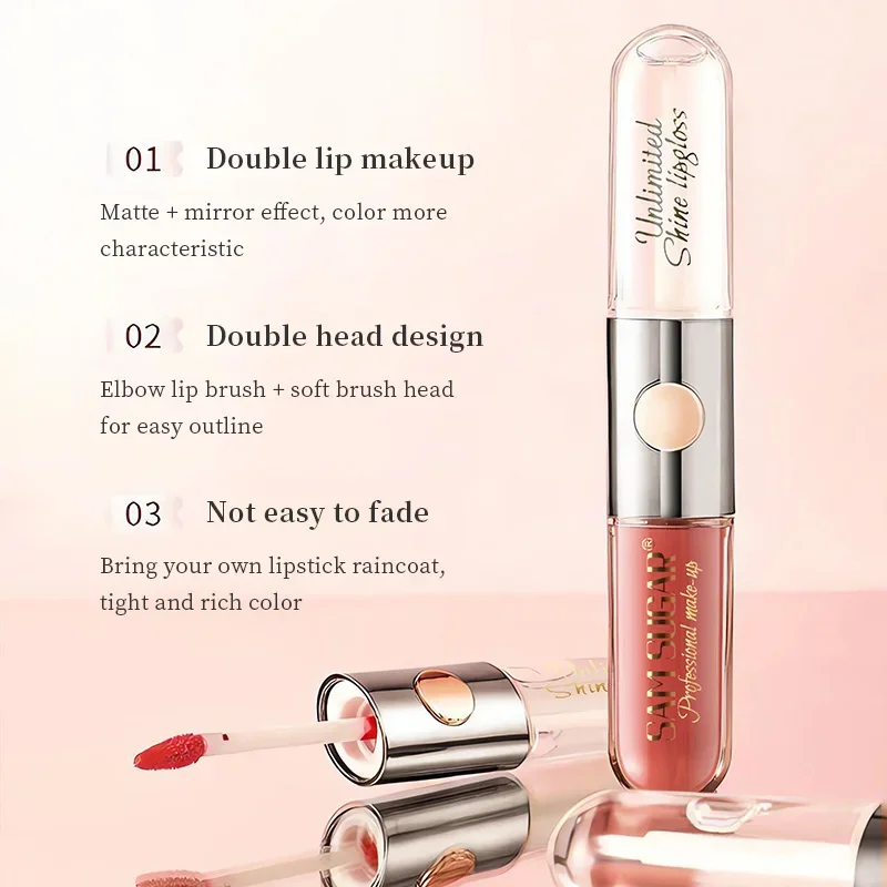 Hydration Double Headed Easy To Color Lip Gloss Lipstick Not Touching The Cup Coating Everyday Versatile European American Style