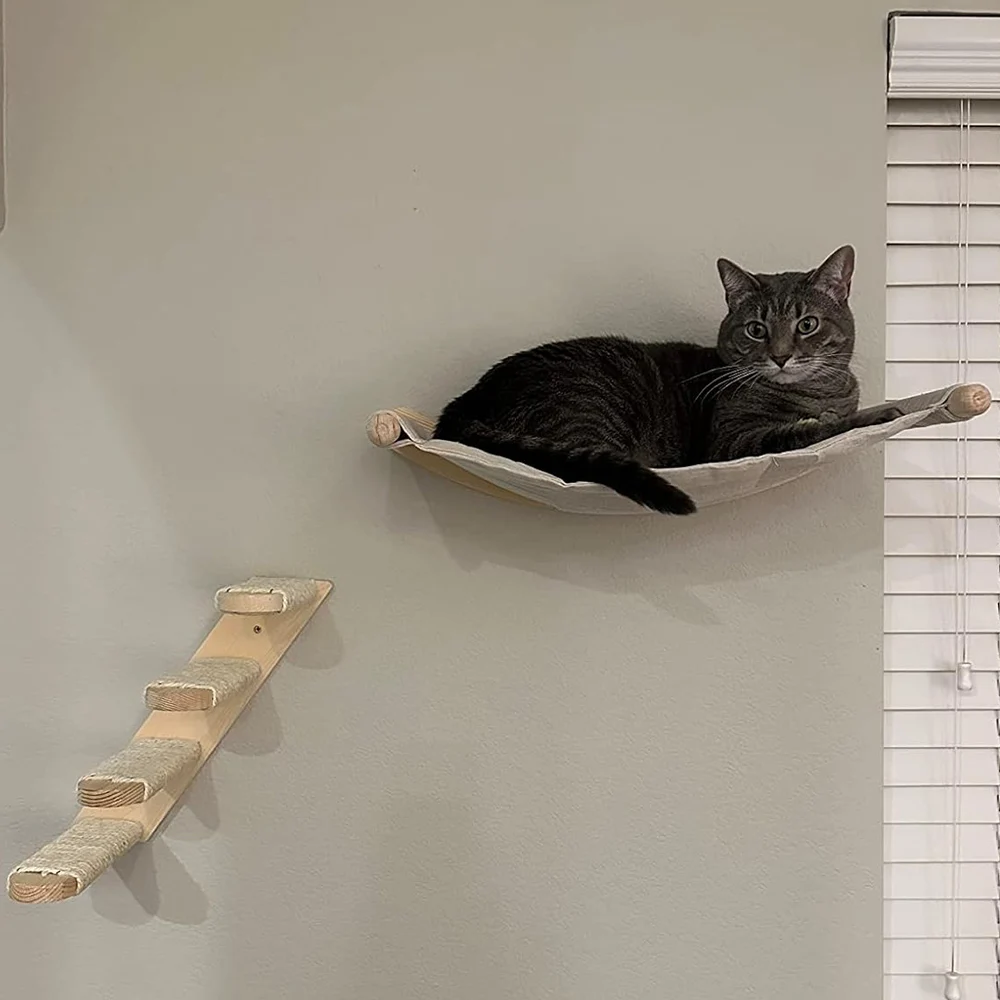 Cat tree Wall Mounted Furniture Climbing Shelves Cat Hammock Bed with Ladders And Jumping Platform For Cat Playing and Relaxing