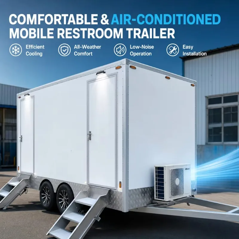 Customized DOT Standard 4.2m 3+1 Mobile Restroom Trailer Portable Toilet Dual Axle For North American Rental Business