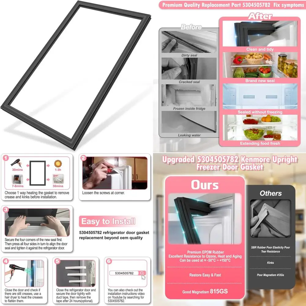 

LXun Upgraded 5304505782 Refrigerator Door Gasket Replacement for Electrolux Kenmore Frigidaire Freezer Door Gasket Seal Part 21