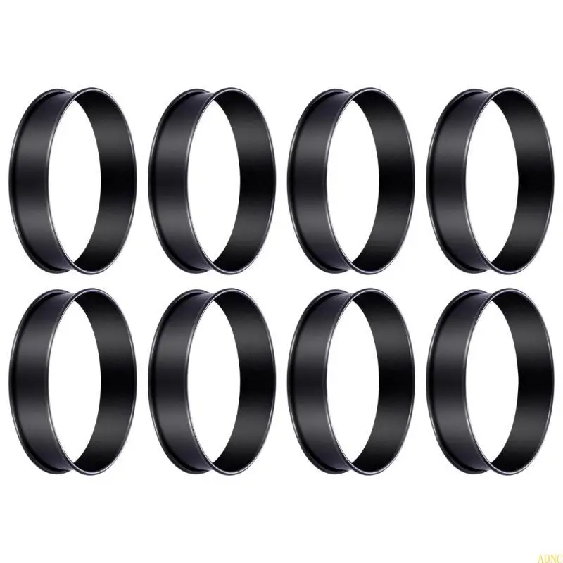 A0NC 8 قطع قوالب طهي معدنية متعددة الاستخدامات، قوالب الكعك الإنجليزية، حلقات الخبز الصغيرة #2