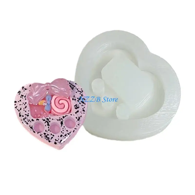 T21F قالب راتنجات الايبوكسي الكريستال الرمال المتحركة الدب الصغير/قلب الحب لتقوم بها بنفسك قالب السيليكون