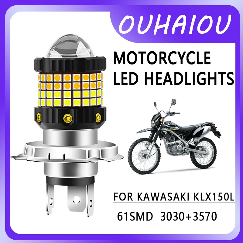 

FOR KAWASAKI KLX150L Motorcycle led headlight headlight H4 yellow white dual color motorcycle headlight 12-80v