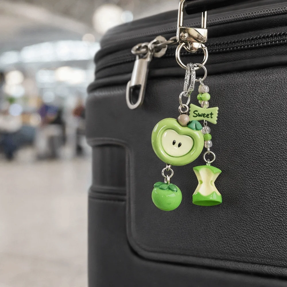 Cartoon Lucky Fruit Keychain 3D Fruit Pendant Decorative Wind Chime Ornaments Resin Handmade Phone Charm Gift Accessories