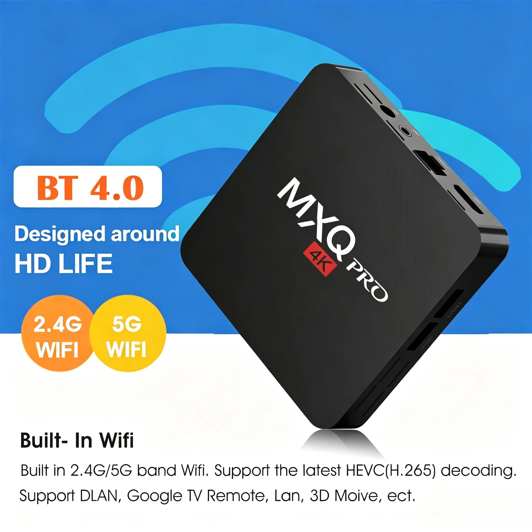 Android 13 TV Box, MXQPRO 4K Smart Media Player with 5G WiFi & BT4.1, Budget-Friendly Set-Top Box for Home & Hotel