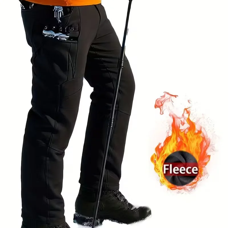 

Men's Tactical Pants, Fleece Waterproof Soft Shell Work Pants Multi Pocket Outdoor Hiking Pants Men's Heavy-duty Windproof Pants