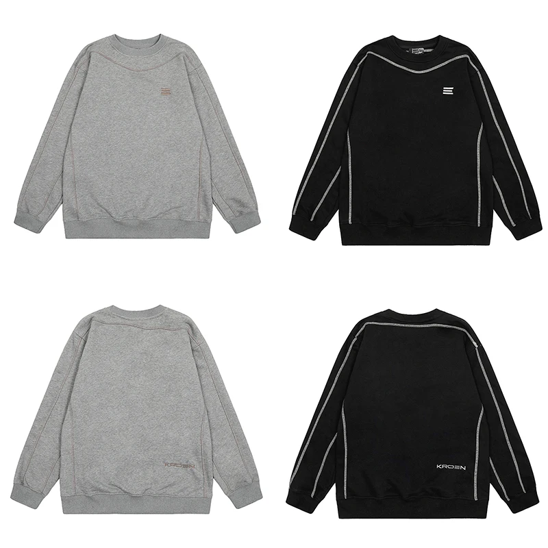 

2026 New Arrival American Kroen High-Street Heavyweight Embroidered Fleece Round Neck Pullover Hoodie Casual Pants Matching Set