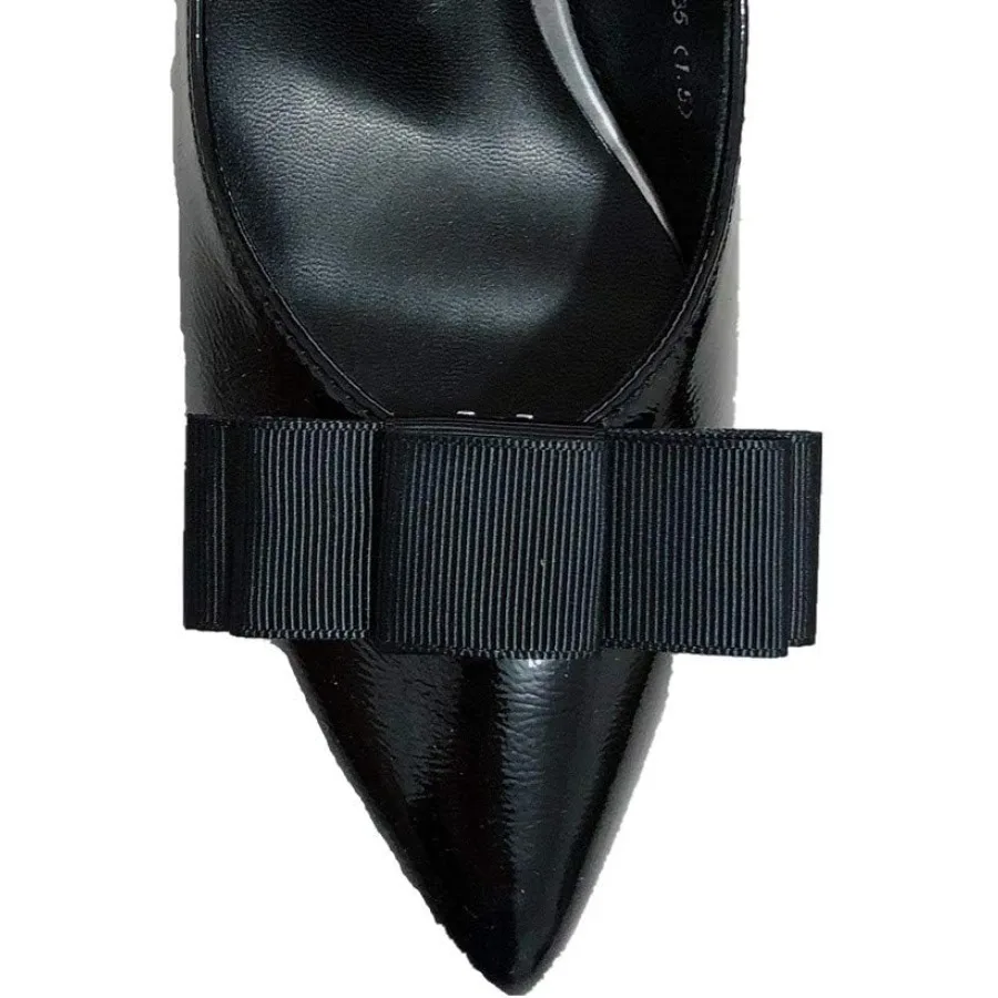 A P بسيط أنيق ورجعي نمط متنوع الألوان عادي الشريط القوس فراشة عالية الكعب مقاطع الأحذية